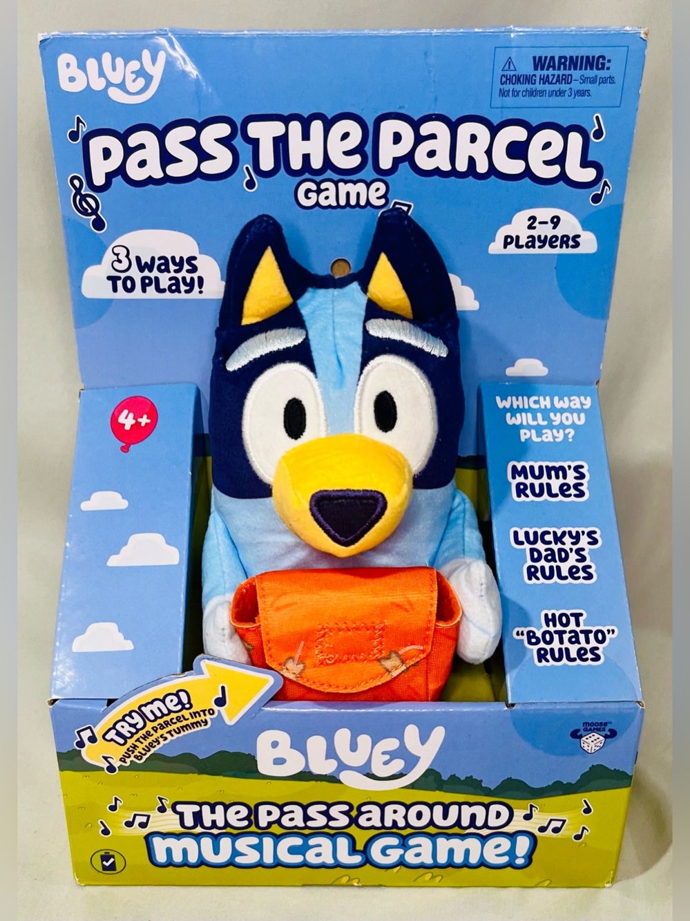 Pass The Parcel Musical Game - Bluey with Orange Parcel